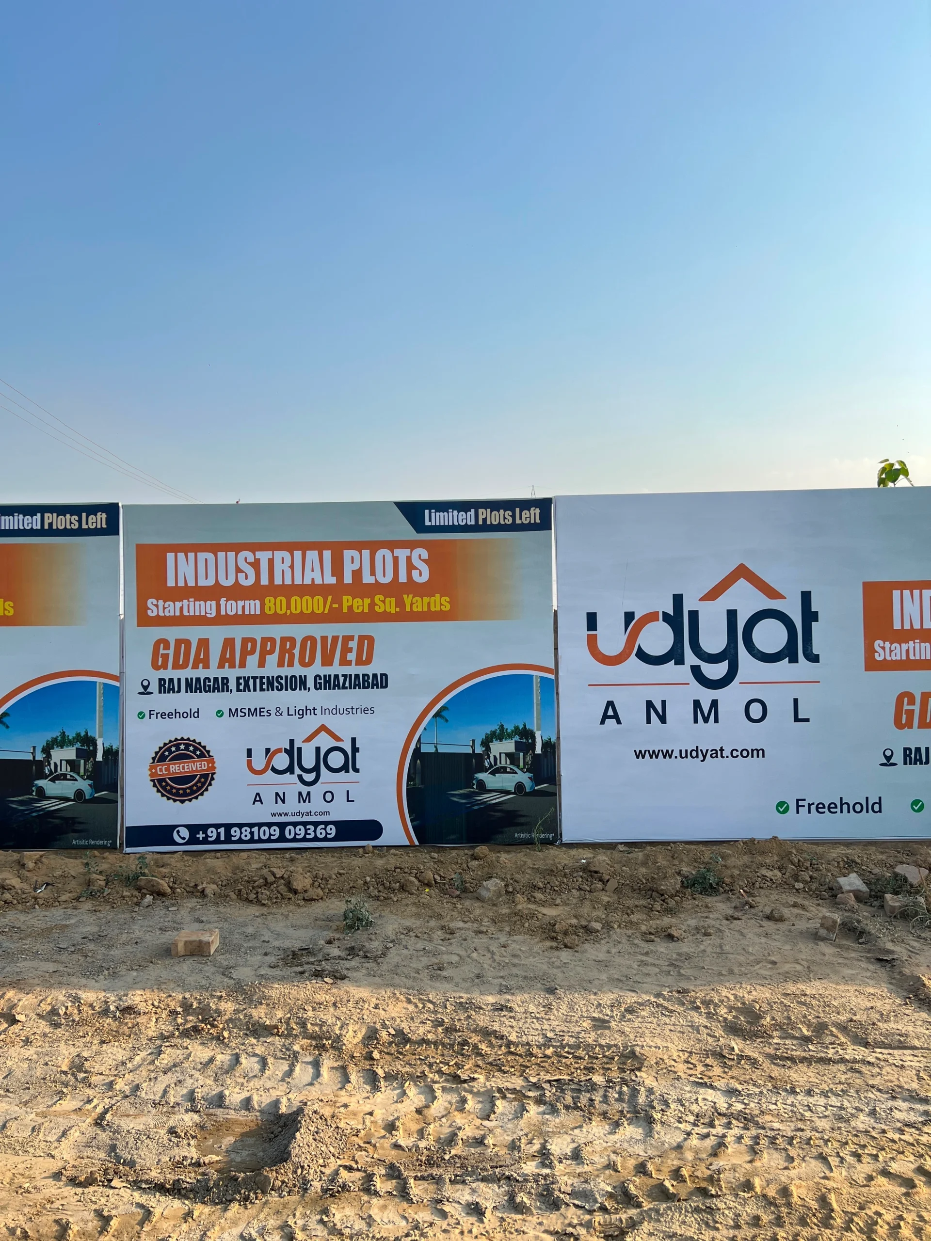 Udyat Anmol hoarding at the site, Raj Nagar Extension
